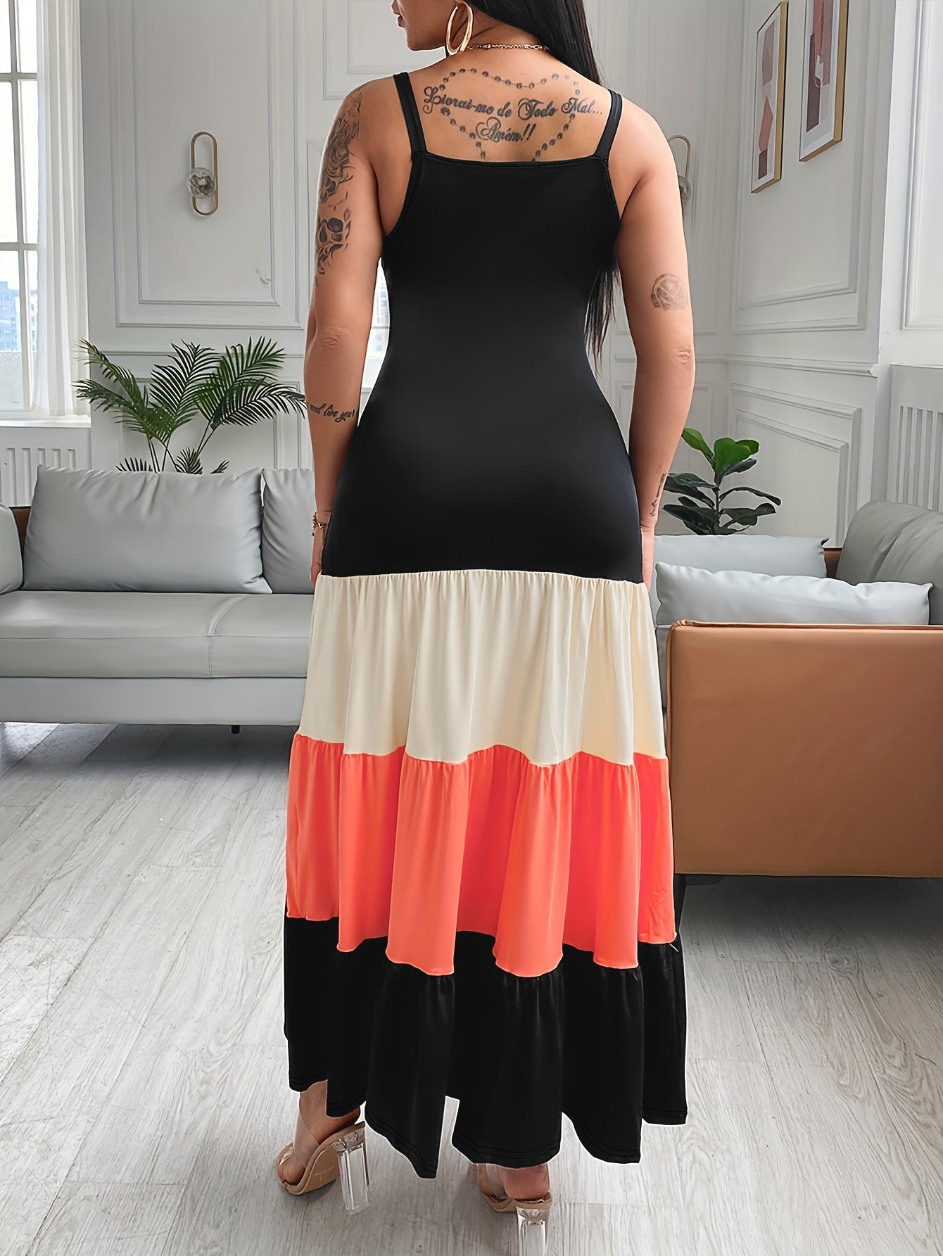 Color-Blocking Spaghetti Strap Dress