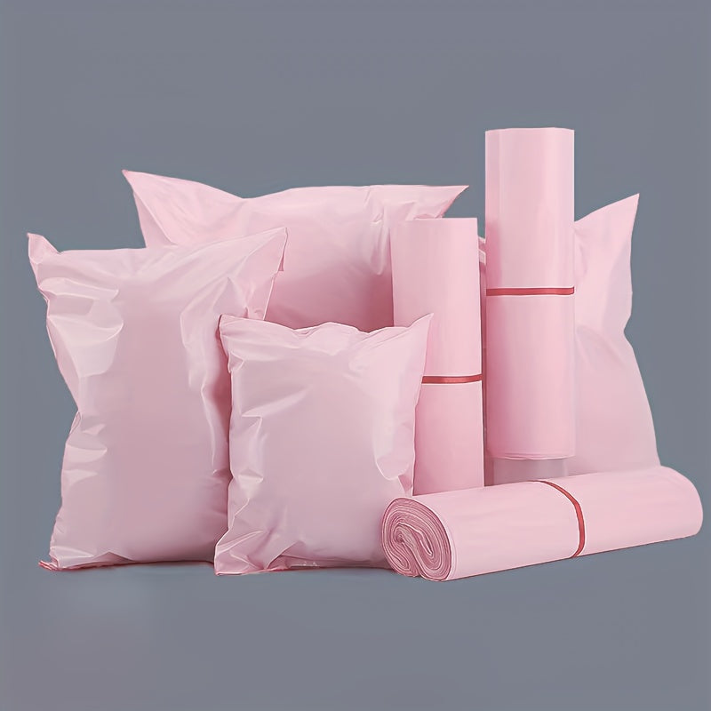 50-Pack Pink Courier Bags, Self-Adhesive Waterproof Mailing Envelopes, Bulk Shipping Bags for Clothes, Books, In-Line Skate Material, Durable Plastic Packaging