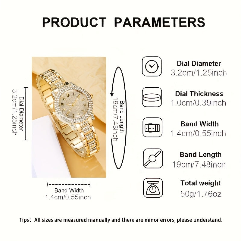 Elegant Women'S Quartz Wrist Watch, Round Case, Non-, Alloy Band, Fashionable Accessory with Button Battery - Ideal Gift (1pc)