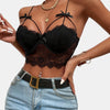 Cutout Floral Lace Crop Cami Top, Casual Bow Summer Sleeveless Top, Women's Clothing