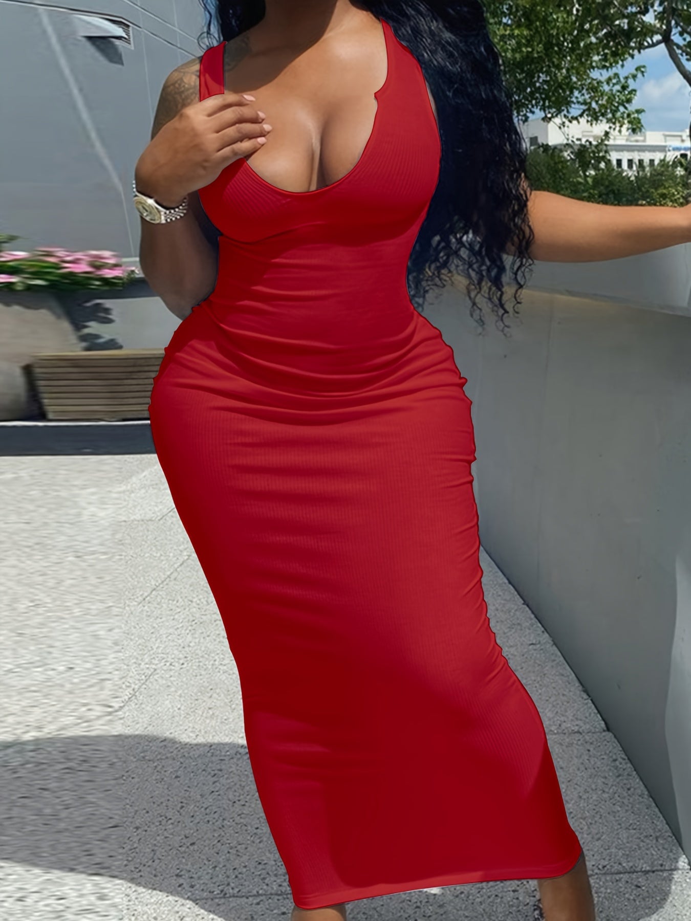 Sexy Maxi Tank Dress, Bodycon Nightclub Party Casual Dress For Summer & Spring, Women's Clothing