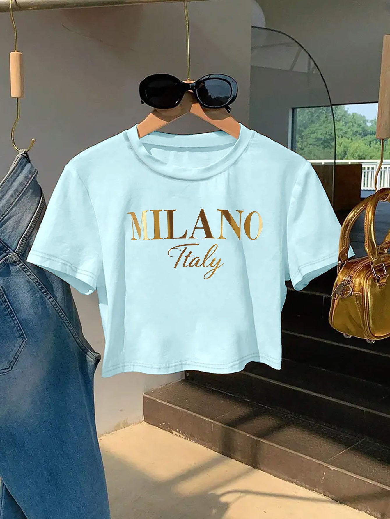 Milano Italy Graphic Tee for Women - Y2K Style, Soft & Comfortable Short Sleeve T-Shirt, Fashionable Letter Print Design, Perfect for Spring/Summer, Casual Wear Tee | Y2K Fashion | Soft Texture Tee