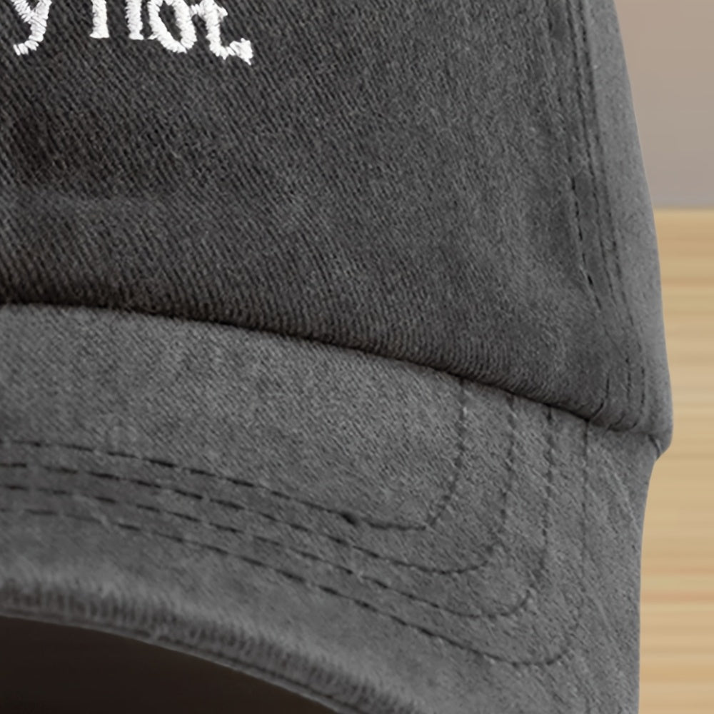 1pc Vintage Washed "Absolutely Not" Embroidered Baseball Cap - Unisex Lightweight Sun Protection Hat for Spring & Summer, Black Polyester with White Lettering, Adjustable Fit