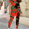 Camo Print Two-piece Set, Casual Crew Neck T-shirt & Skinny Pants Outfits, Women's Clothing