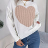 Long-Sleeved Pullover Sweater with a Sweet Heart Pattern for Autumn And Winter Casual Wear.