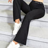 High-Waist Wide-Leg Yoga Pants for Women, Solid Color Stretch Polyester with Elastane, Casual Flared Fitness Leggings, Machine Washable
