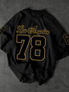 Men's Los Angeles 78 Graphic Tee - Casual Loose Fit, Black Polyester Short Sleeve T-Shirt with Bold Number Print, Machine Washable