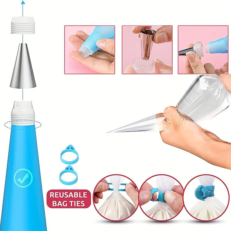 100pcs Set of Piping Tips Stainless Steel Dessert Technique Collection - Cake Baking Tools Stainless Steel Nozzle Christmas Supplies