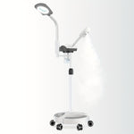 Facial Steamer Professional 2 In 1 Ozone With 5X Magnifying Lamp On Wheels For Spa, Beauty Salon And Home Use, 2-in-1 Esthetician Steamer On Wheels With Ozone And Hot Mist, Ionic Facial Steamer For Facial Deep Cleaning And Mo