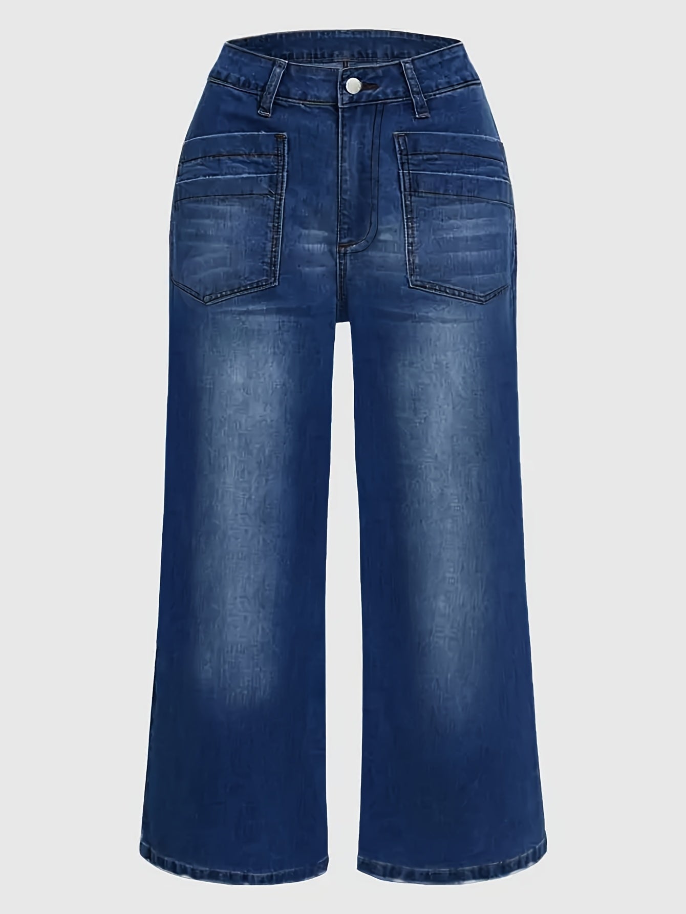 Women's Slimming Wide Leg Jeans Pants - European & American Style Casual Loose Fit with Multiple Pockets, Machine Washable Denim for Spring Summer Fall