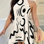 Developing Popular New Digital Print Lace-Up Dresses for Women'S Fashion in Europe And America.