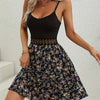 Small Floral Print Spliced Dress with Halter Neck