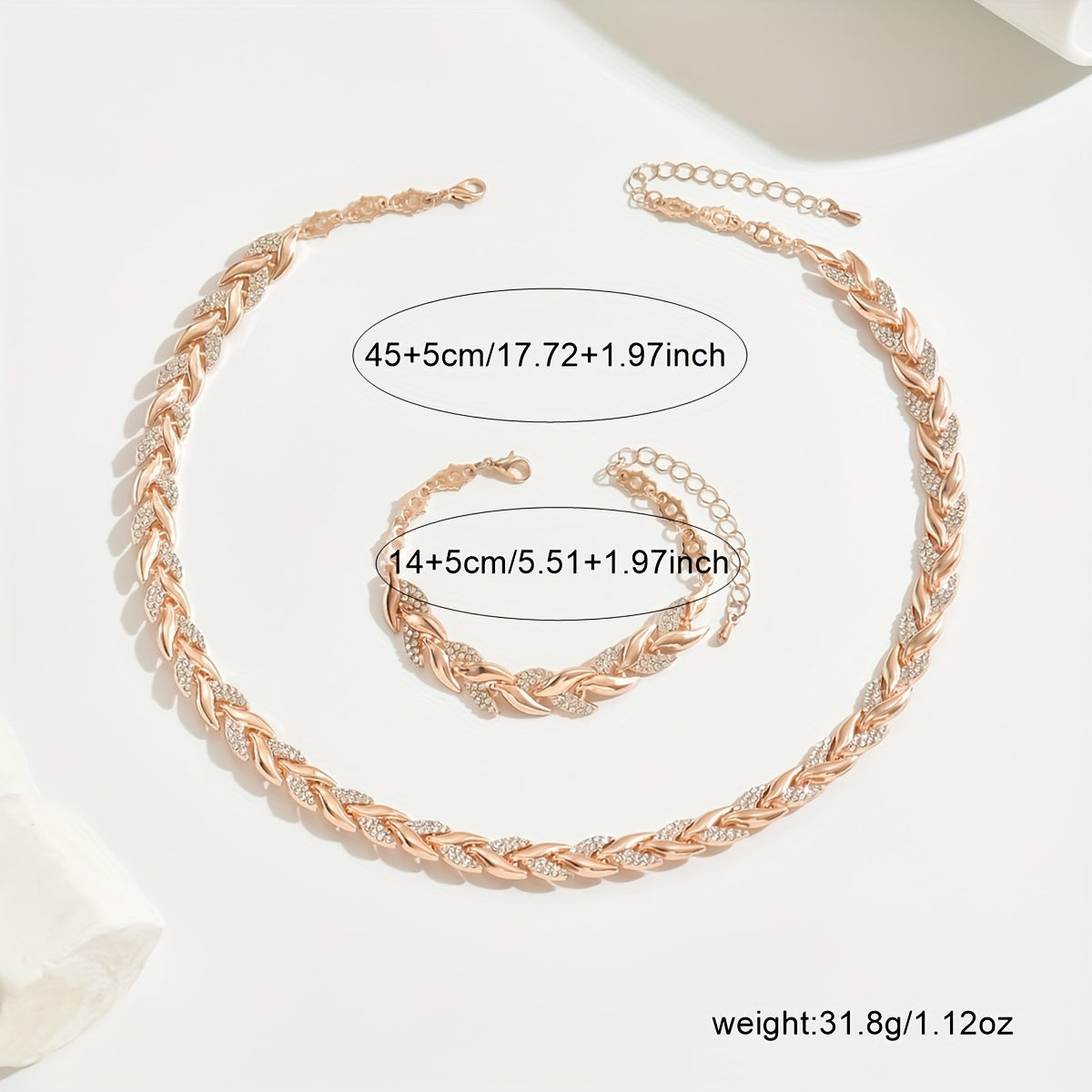 1 Bracelet 1 Necklace Light Luxury Elegant Design Inlaid Glass Rhinestone Fish Tail Jewelry Set Suitable for Women's Autumn and Winter Banquet Daily Matching