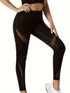 [Mesmerizing Yoga Pants] Fashionable Mesh Spliced Yoga Pants - Comfortable Fabric, Simple Line Design, Versatile for Daily/Sports, Slightly Sexy