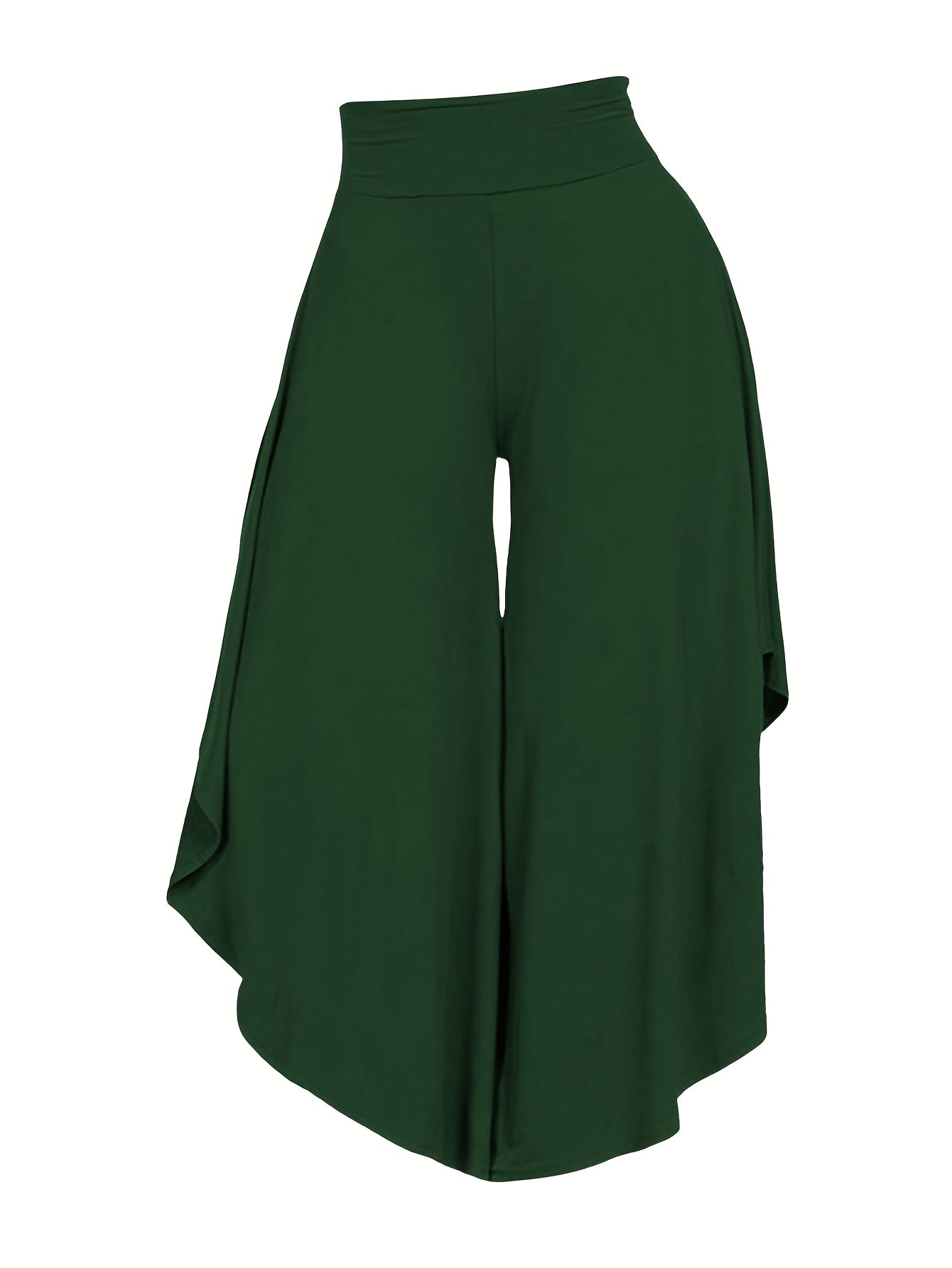Solid Color Asymmetrical Wide-Leg Pants