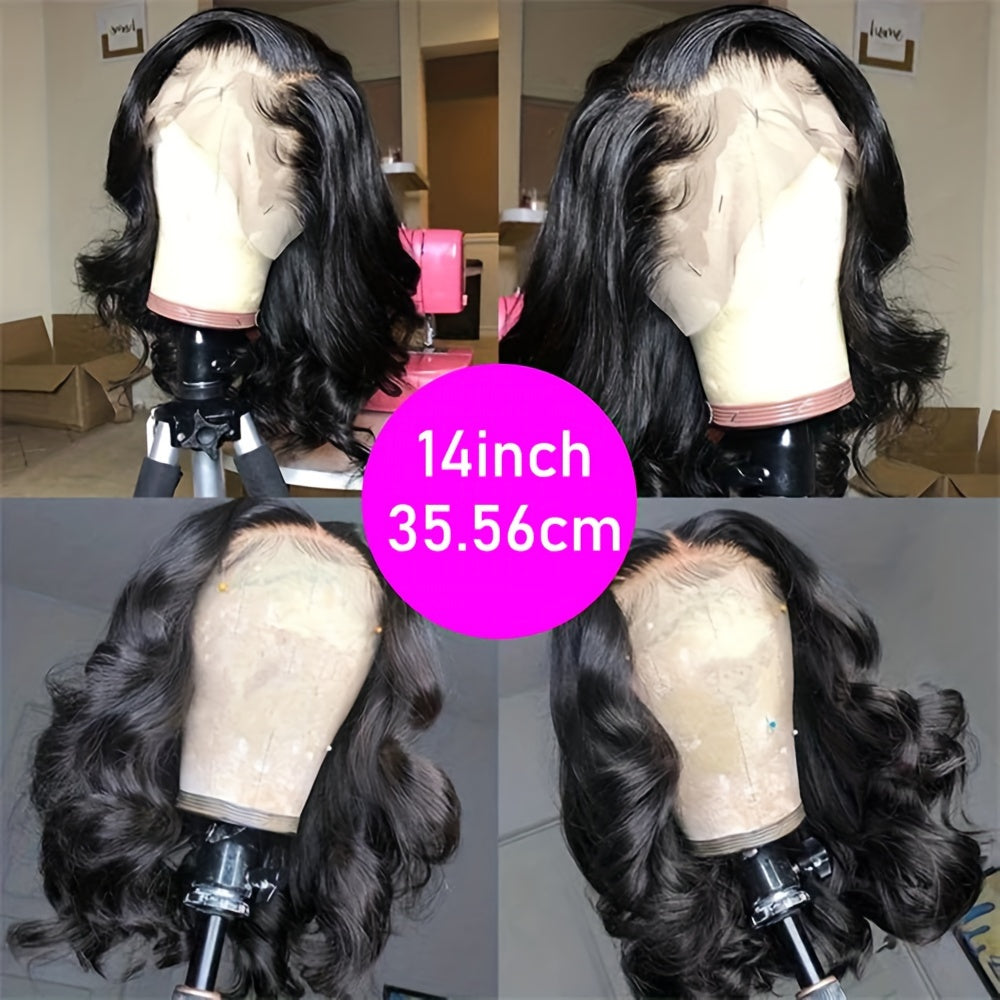 Elegant Body Wave Short Bob Wig - 13x4 Transparent Lace Front, 180% Density Brazilian Remy Human Hair Wigs for Women, Natural Look & Versatile Styling, Suitable for All Ethnicities, Short Hair Wig