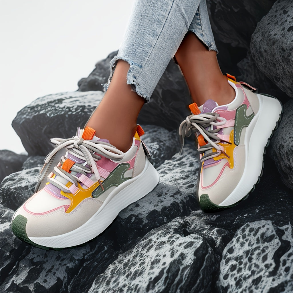 Women'S 2025 New Arrival, Colorful Striped Running Shoes with Thick Sole - All-Season Motion-Control Sneakers for Fitness and Running, Allseason Sneakers|Playful Design|Motioncontrol Support