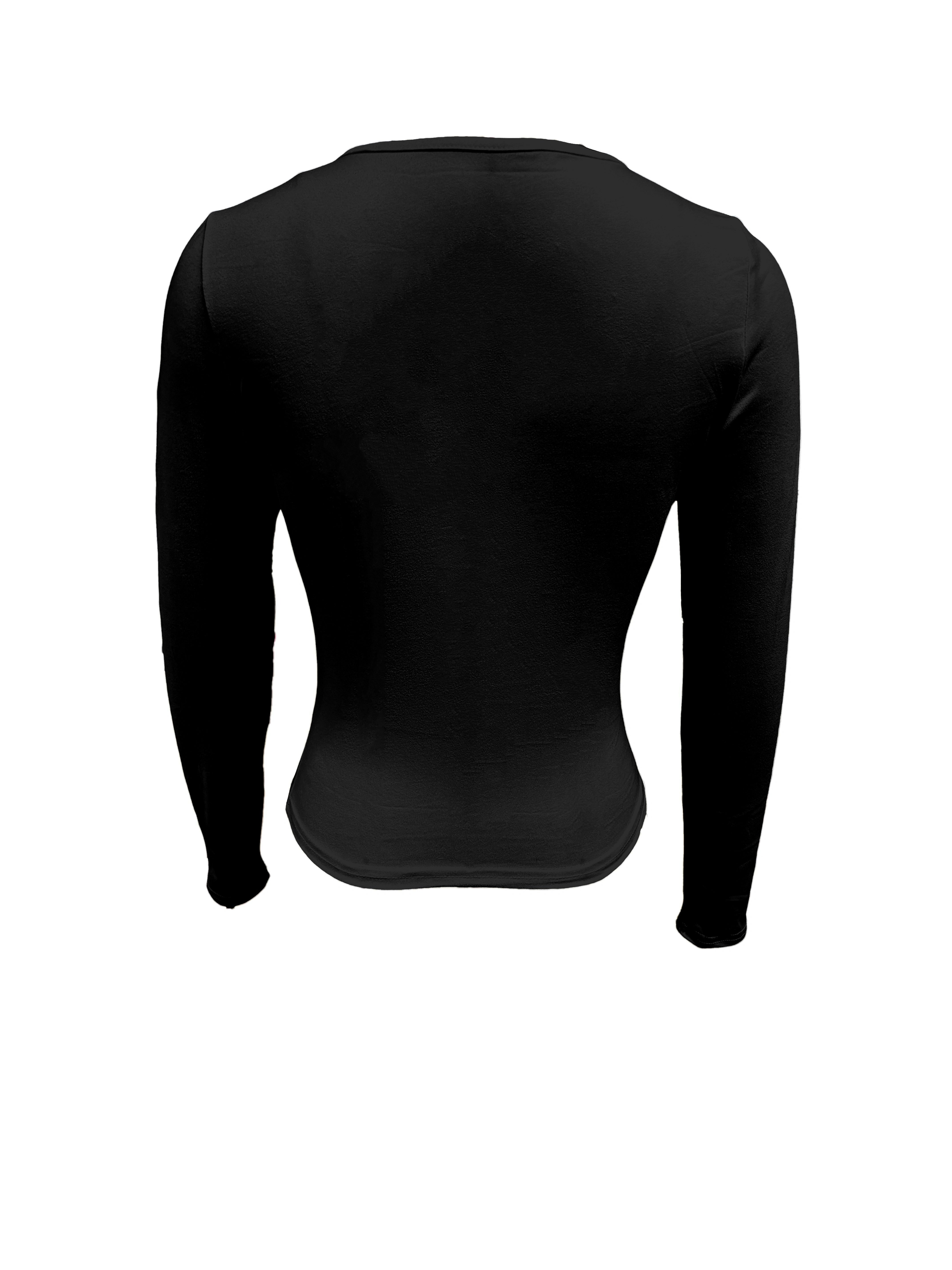 Y2K-Inspired Los Angeles Gesture Print Long Sleeve T-Shirt for Women - Stretchy Polyester & Spandex Blend, Machine Washable, Crew Neck