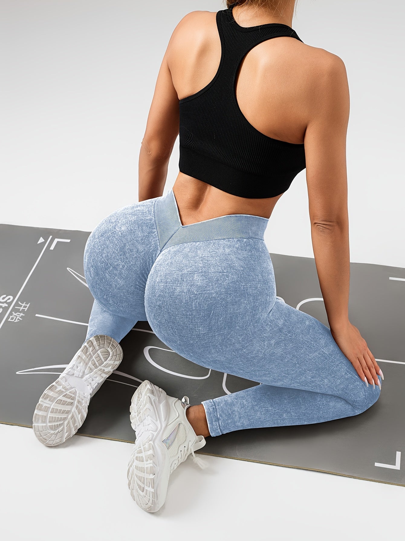 5 Pack Women's Hip Lifting Seamless Sexy V Back Sports Yoga Leggings High Waisted Stretch Fitness Pants Outdoor Running Skinny Sweatpants