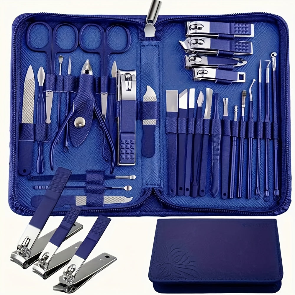 30-Piece Rose Golden Manicure Set: 30-in-1 Nail Clipper Kit With Fingernail & Toenail Clippers, Premium Stainless Steel Clippers, Nail File, Scissors, Tweezers, And Cuticle Remover - Complete Manicure And Pedicure Tools For A