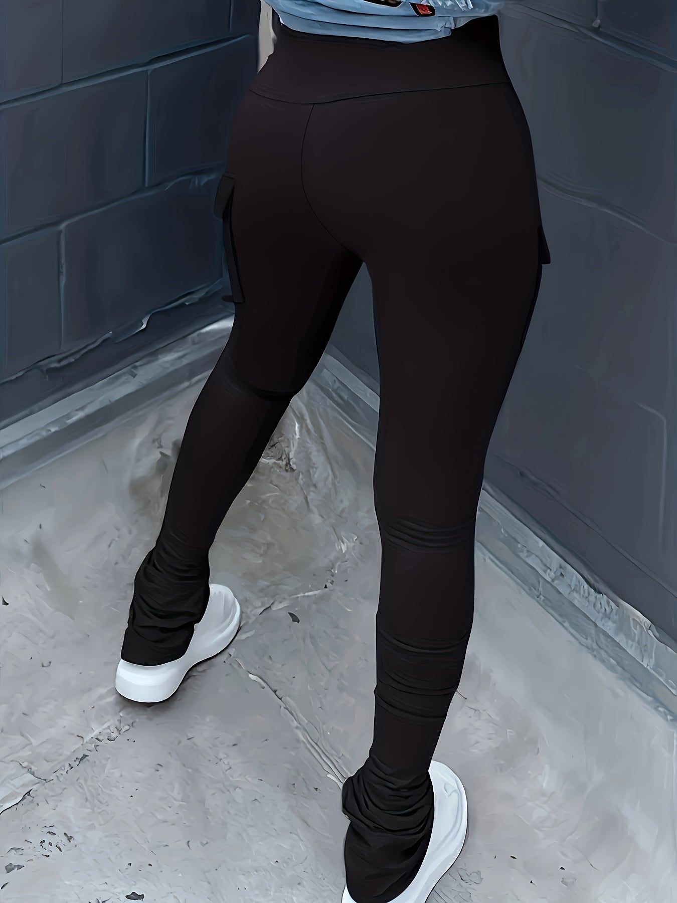 Solid High Waist Leggings - Casual Skinny Leggings With Pockets - Stretchy, Breathable Fabric - For Women - Perfect for Yoga, Running & Everyday Wear - Great Gift for Fitness Enthusiasts