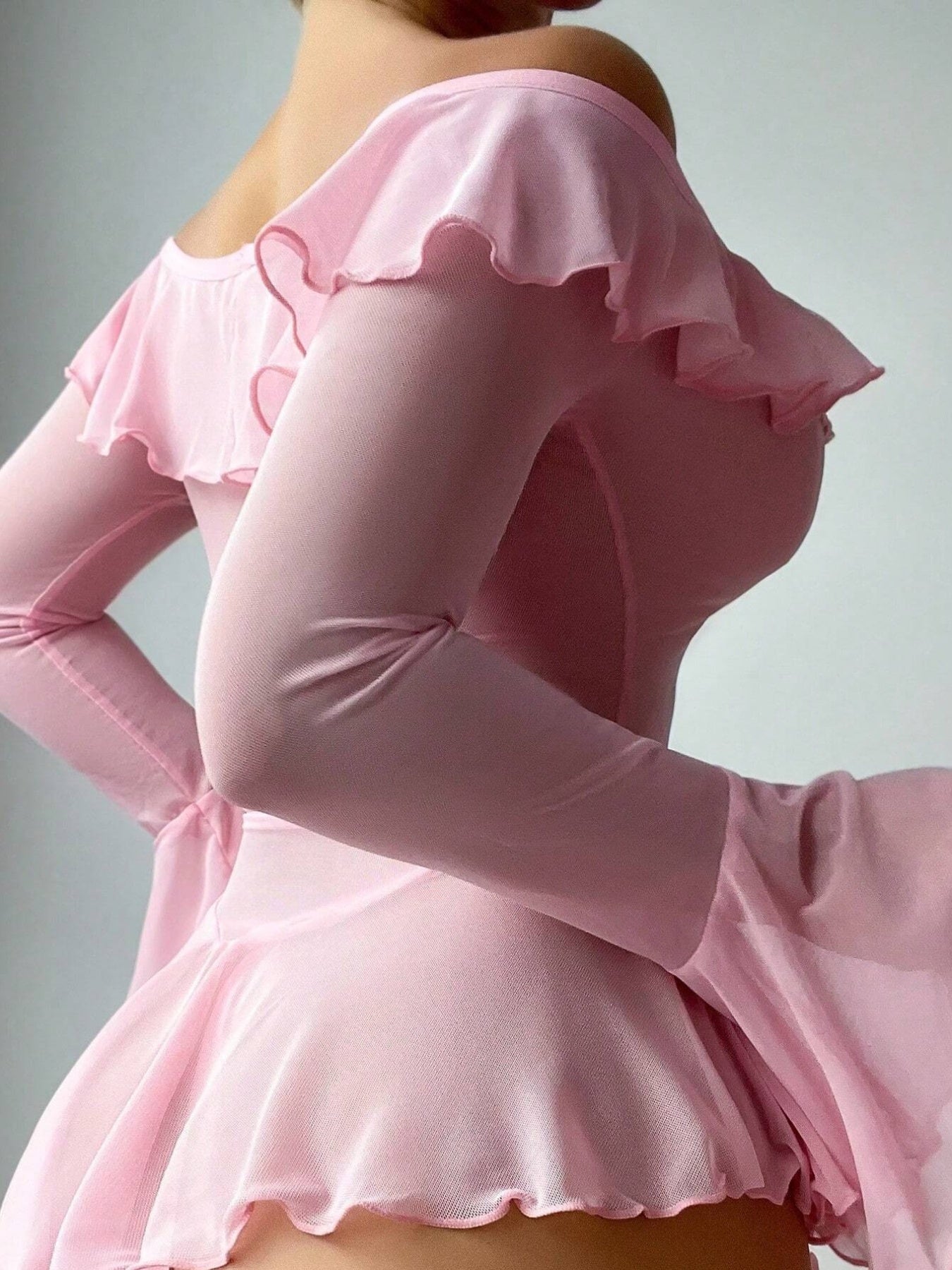 Women Lingerie Chemise Nightdress Solid Color See-Through Ruffles Dress Nightgown Sleepwear Slips Nightie with Thong