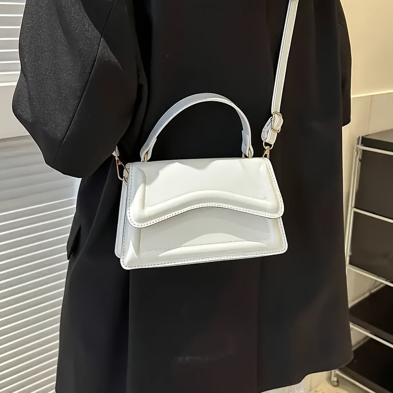 Stylish Mini Shoulder Bag, Women's Crossbody Bag, Solid Flap Square Tote