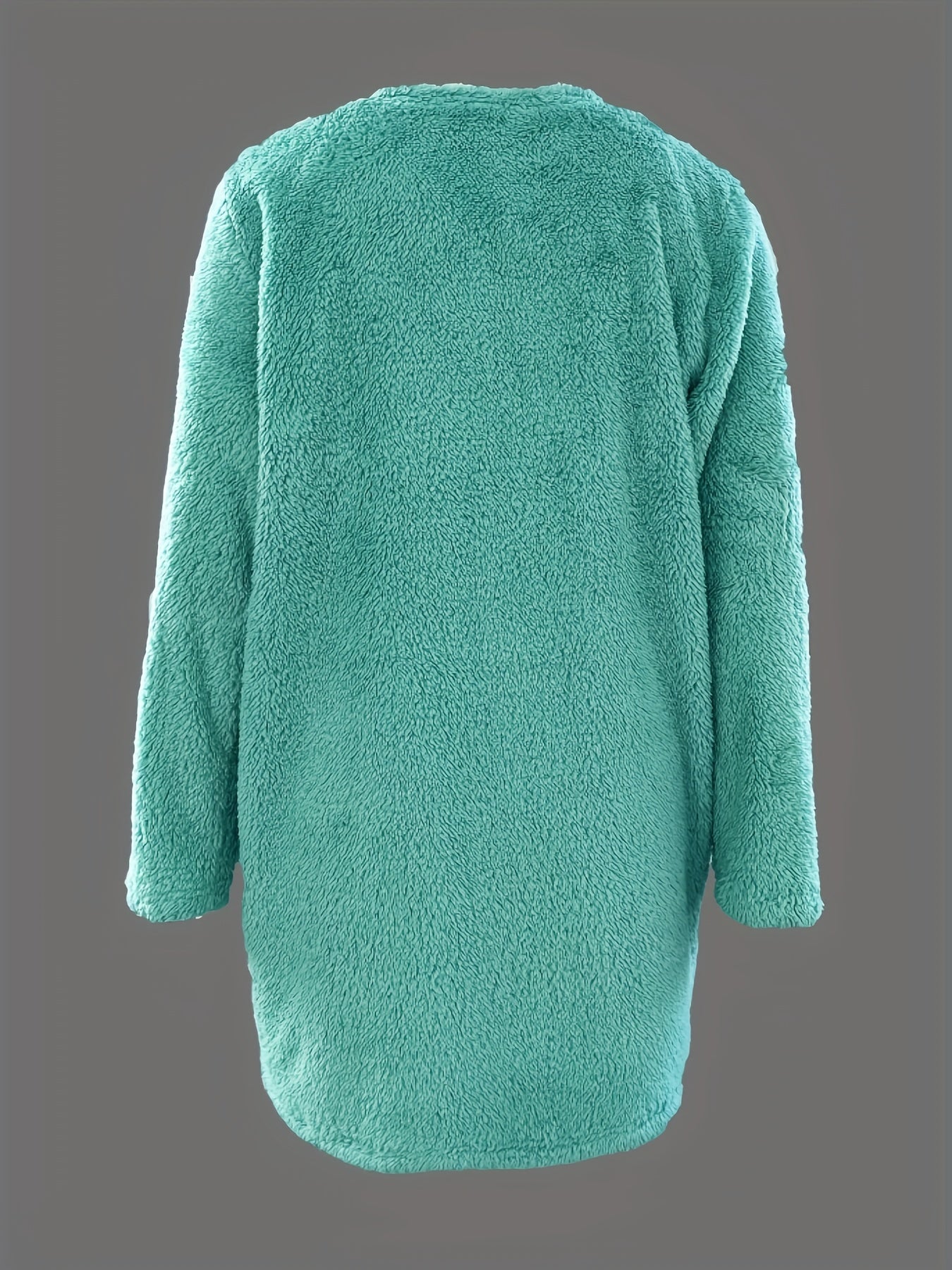 Chic Women's 3pcs Casual Fuzzy Outfit Set - Vibrant Teal, Polyester Knit with Lace Trim, Long Sleeve Cardigan & Crop Top + High-Waisted Shorts, Machine Washable - Cozy & Stylish for All Seasons, Casual Clothing Set|Relaxed Fi