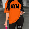 Women'S Gym-Themed Two-Piece Set - "GYM" Print T-Shirt & Shorts, Casual Polyester Athletic Wear for Spring/Summer, Gym Gear|Casual Gym Wear|Polyester Fabric