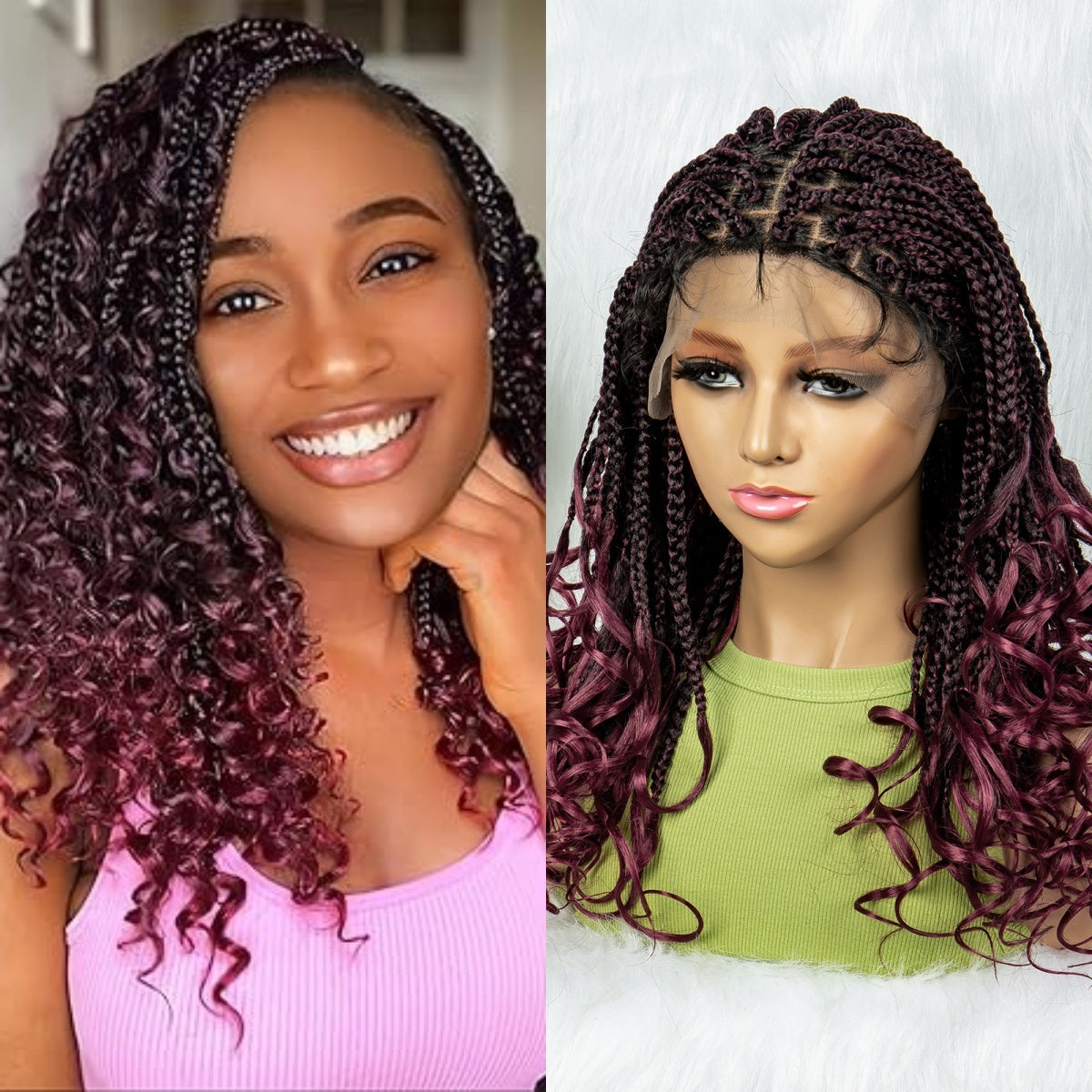 20 Inches - 9*6 HD Front Lace Braided Wigs with Curly Ends, Goddess Box Braids Crochet Hair, Braid Wigs Curly Ends Part Braided Front Lace Wig, Handmade Braiding Wigs with Baby Hair for Women (20 INCH, Available in Three Colo