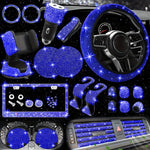 27pcs Bling Car Accessories Set for Women, Bling Steering Wheel Covers Universal Fit 15 Inch, Bling License Plate Frame, Bling Car Phone Holder, Bling Car Coasters, Bling Car Fast Charger, Bling Valve Caps