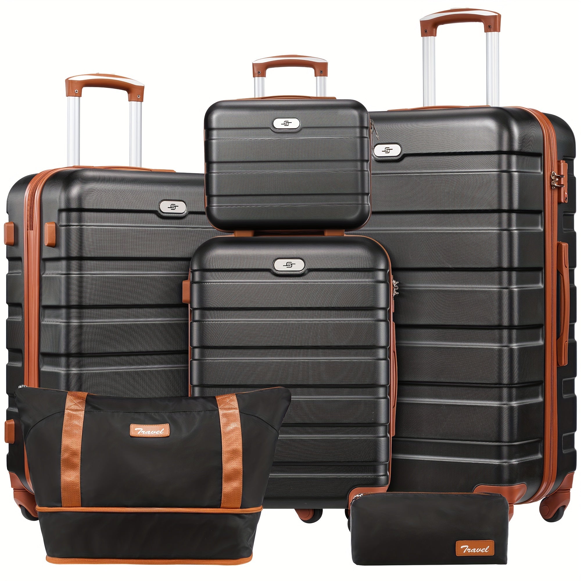 Luggage Suitcase Sets with Expandable Duffle Bags and Cosmetic Case Travel Set, Hardshell Lightweight Carry on and Checked Luggage with Spinner Wheels and TSA Lock