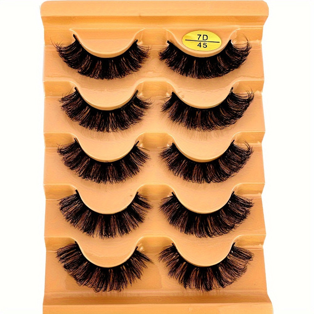 5 Pairs Cat Eye Eyelashes 3D Natural False Lashes D Curling Fluffy Soft Cross Manga Lashes Wispy Natural Eyelash Extension Makeup