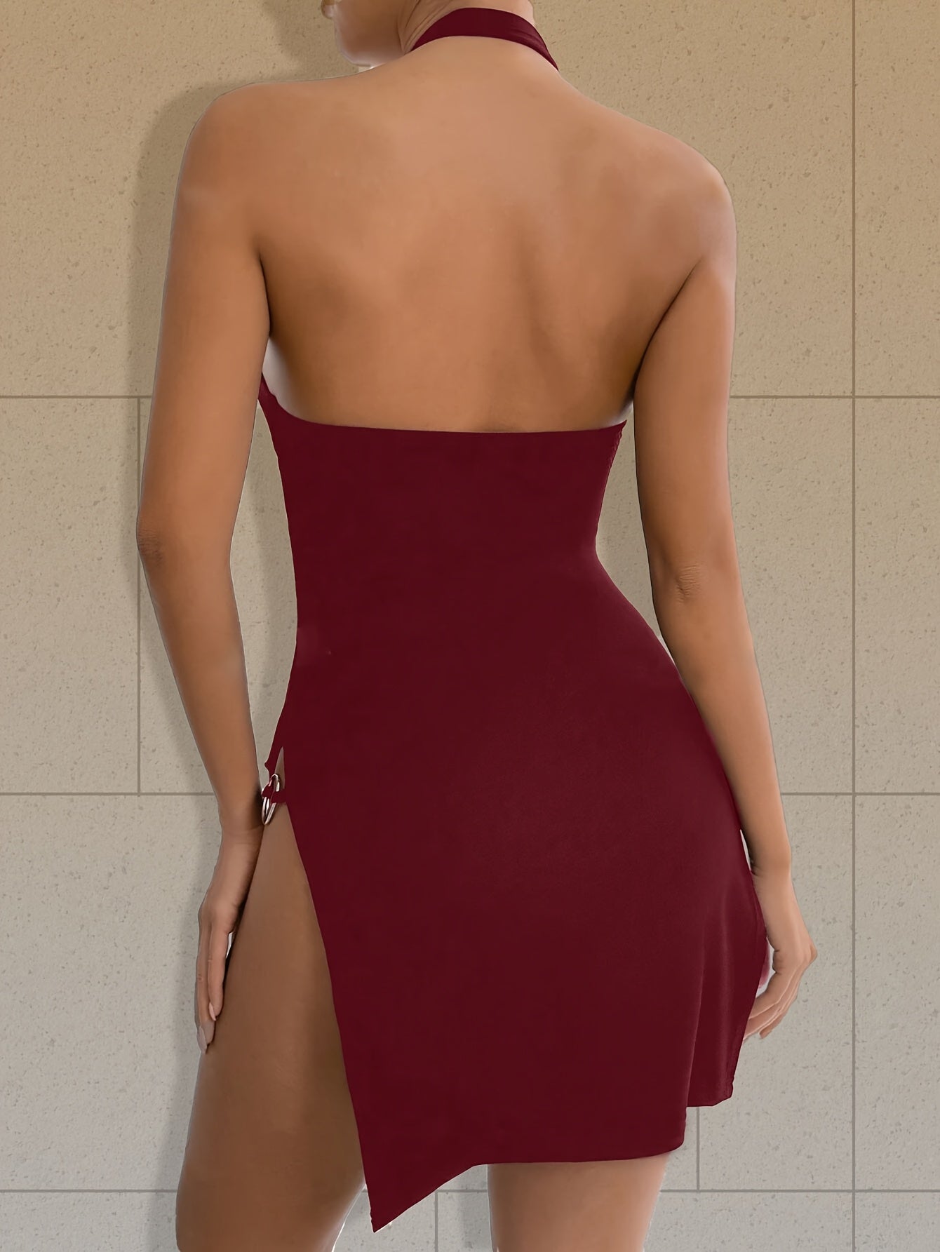 Women'S Fashion Solid Color Halter Bodycon Sexy Dress, Mini Short Dress for Valentine'S Day Date, Spring And Summer Dress [Peach Pink Direction]