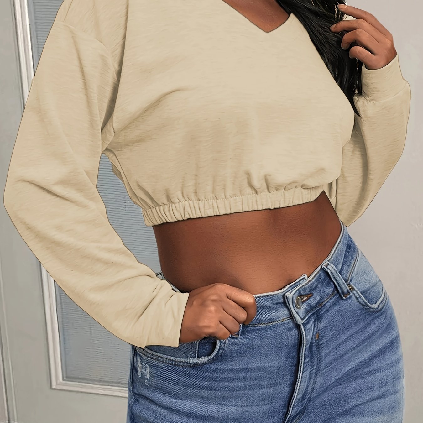 Vibrant Solid Crop T-Shirt - Soft Y2K Long Sleeve Design, Perfect for Spring & Fall Seasons, Women's Fashion Clothing for Casual Daily Wear