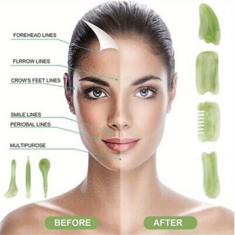 7pcs Gua Sha Beauty Massage Tool Set - Natural Resin Gua Sha Scrapers For Face, Back & Neck - Relax Muscles & Release Stress - Mother's Day Gift