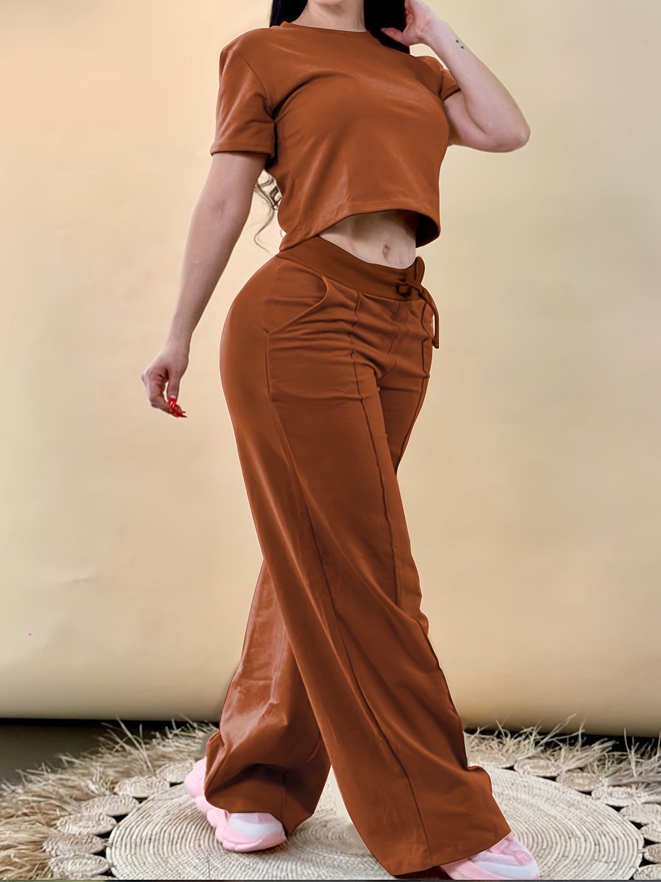 9001 Directional Vacation European And American Outdoor Sports Leisure Home Vacation Style Outfit Pants Set