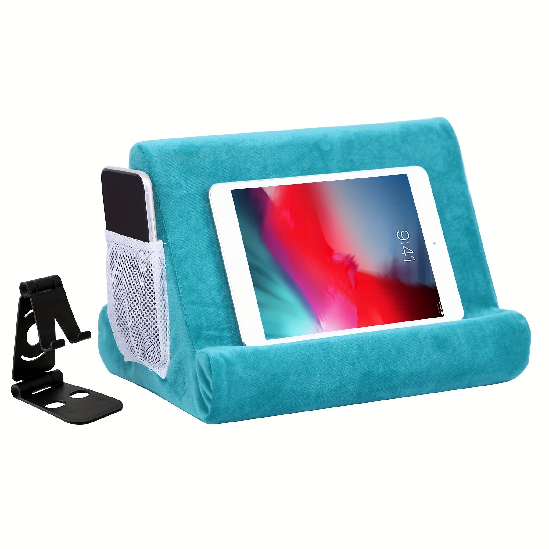 Multi-Angle Tablet Stand with Soft Pad and Net Pocket: Universal Phone Pad Stands for Lap, Knee, Sofa and Bed - Suitable for Tablets and Smartphones - Nylon Material