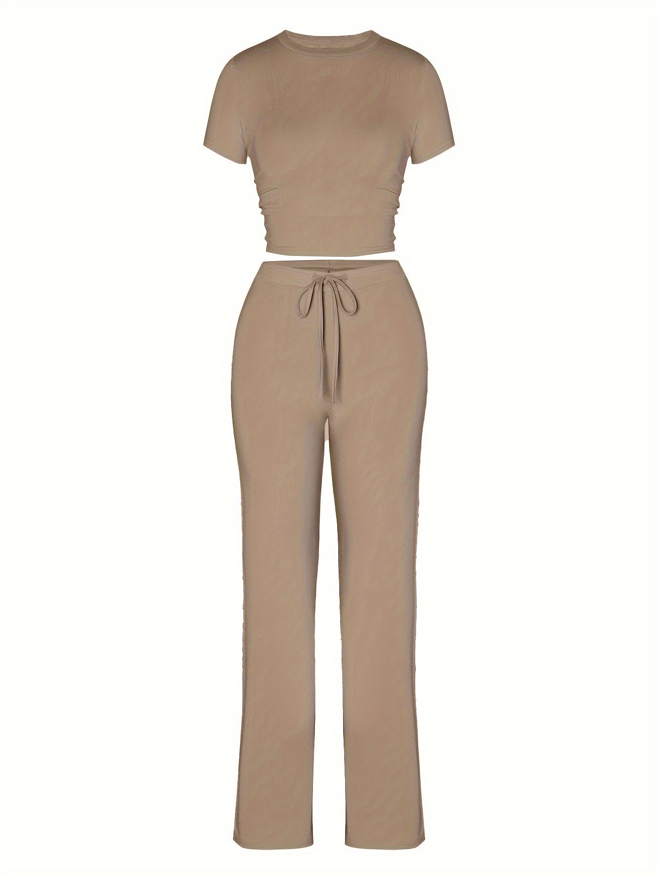 [Modal Ribbed Drawstring Loungewear Set] Kardashian Same-Style - Women's Modal Ribbed Drawstring Loungewear Set