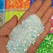 15g Holographic Glitter Powder for Nail Art, Laser Glitter with Color Shifting Sequins, Hexagon Shaped, Unscented, Sparkling Nail Decorations, Ice Transparent Glitter Golden Petal Powder, Nail Art Accessories in Bag Packaging