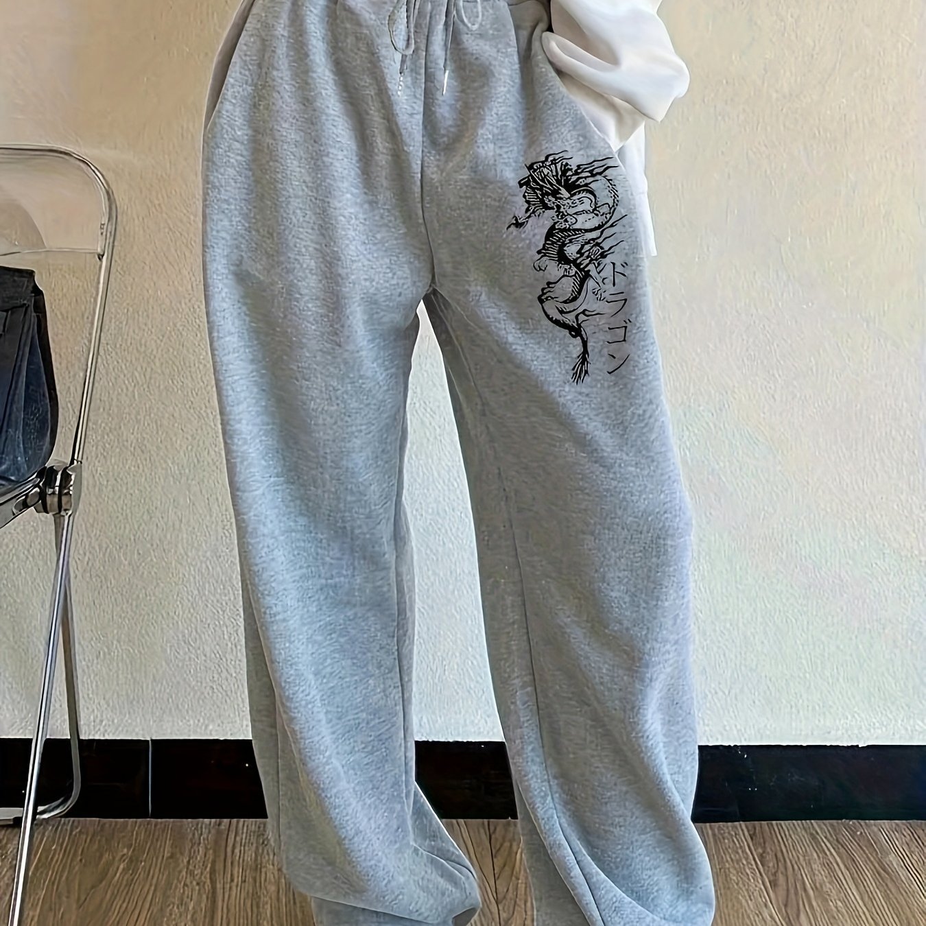 Trendy Women'S Floral Print Joggers - Navy Blue Casual Long Pants with Pockets, Elastic Waistband, All-Season Comfort, Casual Wear|Floral Print Joggers|Elastic Waistband, Jogger Pant
