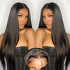 20 Inch Glueless Straight Human Hair Wig - 4x4 HD Lace Front Closure, Pre-Plucked and Pre-Cut, 180% Density, Ready to Wear, Natural Black, Soft and Silky Texture, Breathable Cap, Heat Resistant, Tangle-Free, Suitable for Dail
