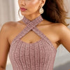 Solid Color Cross Halter Top, Versatile Sleeveless Slim Simple Top For Summer, Women's Clothing