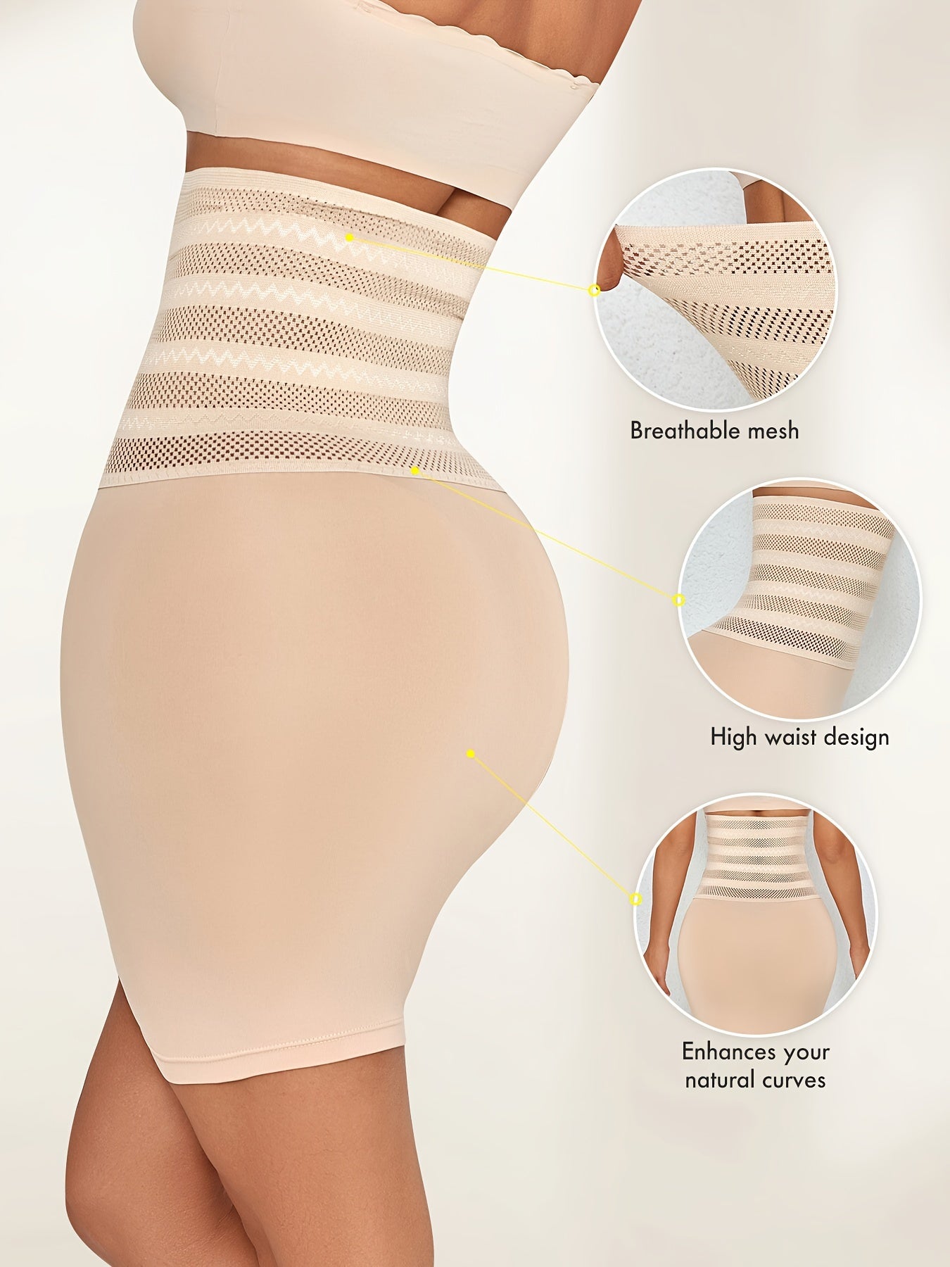 Nadia Go High-Waist Tummy Control Skirt for Women - Elegant Black Mesh Overlay, Stretchy & Slimming Body Shaper with Natural Butt Lift, Hand Washable, Tummy Control Shapewear