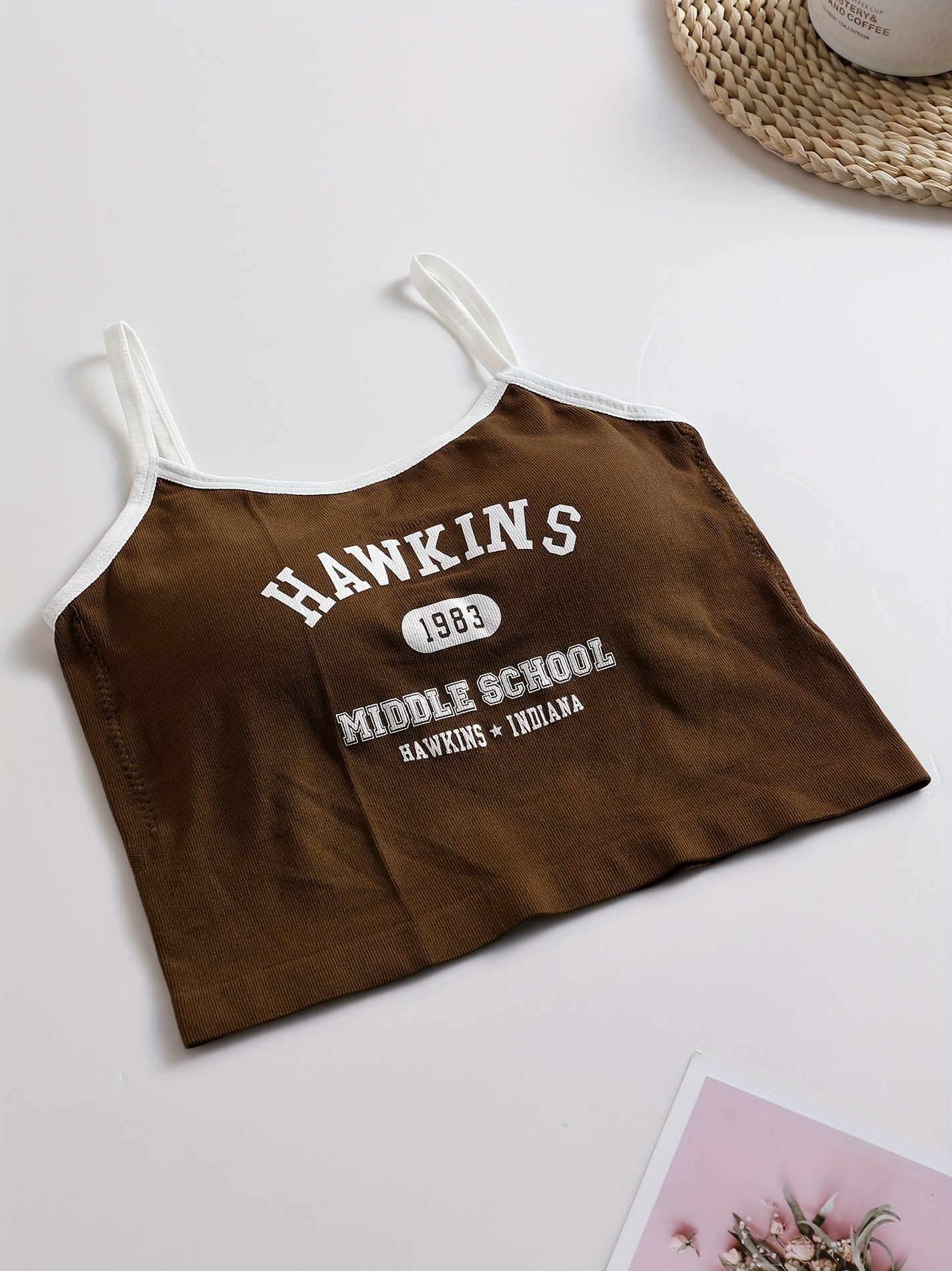 Girls Fashion Sports Cropped Cami Top With Padding, Suitable For 11-15 Years Old