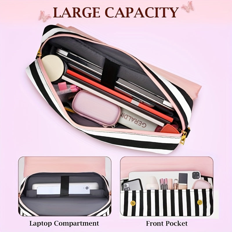Briefcase For Women, Bow Backpack, 15.6 Inch Convertible Pink Laptop Bag With Bow, Cute Kawaii Computer Messenger Crossbody Laptop Tote Bag Carrying Case Gift For College Work Travel College Business, Travel Accessories Must