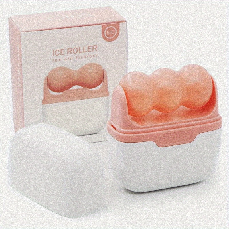Ice Roller for Face and Eyes Facial Skin Care Tools with 2 in 1 Face Roller and Travel Case S Care Gift for Men Women Pink