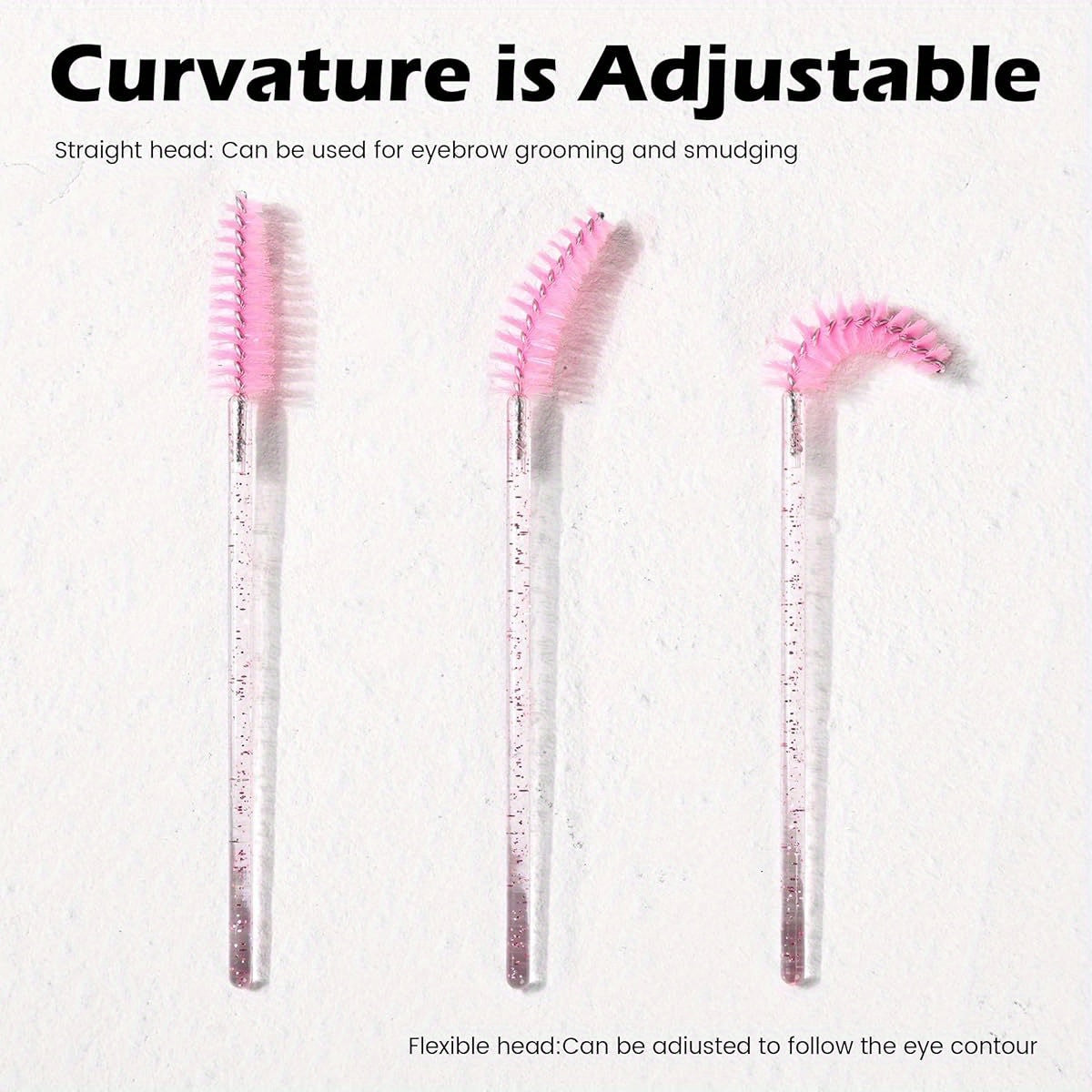300pcs Disposable Mascara Wands, Crystal Eyelash Brush Eyebrow Spoolies for Eyelash Extensions, Pink & Black Mascara Brush