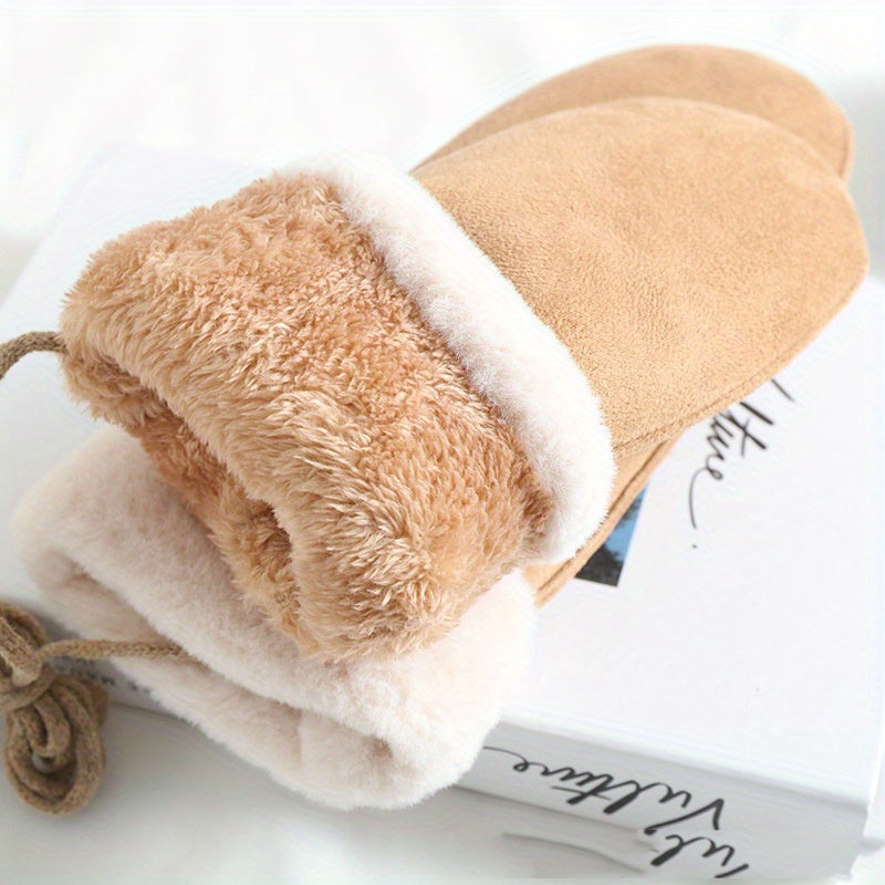 1 set of warm and thick sling gloves, cold mittens, can be used for cycling wind hanging neck bag