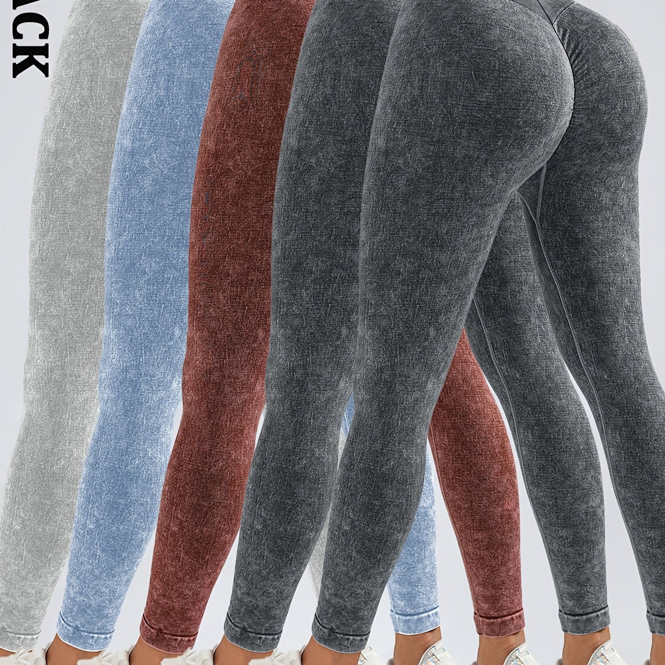 5 Pack Women's Hip Lifting Seamless Sexy V Back Sports Yoga Leggings High Waisted Stretch Fitness Pants Outdoor Running Skinny Sweatpants